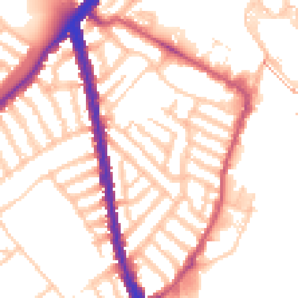 Daytime road noise heatmap for SW6 2LE