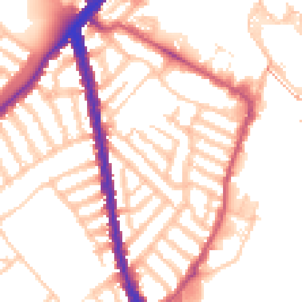 Daytime road noise heatmap for SW6 2LG