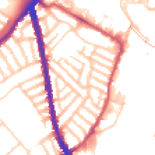 Daytime road noise heatmap for SW6 2LQ