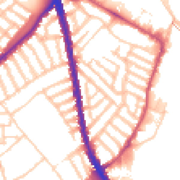 Daytime road noise heatmap for SW6 2NS