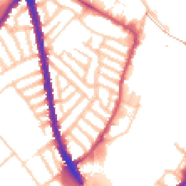 Daytime road noise heatmap for SW6 2PS
