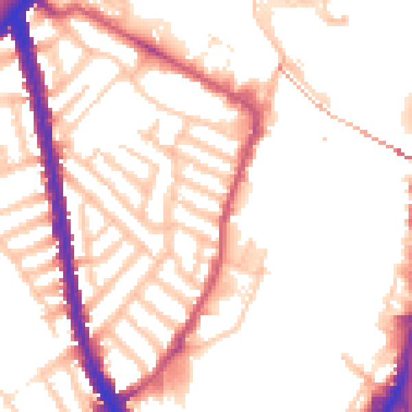 Daytime road noise heatmap for SW6 2QY