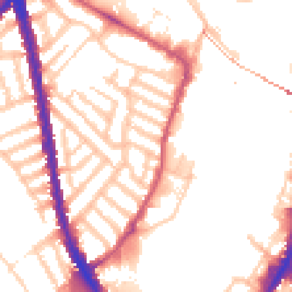 Daytime road noise heatmap for SW6 2RB
