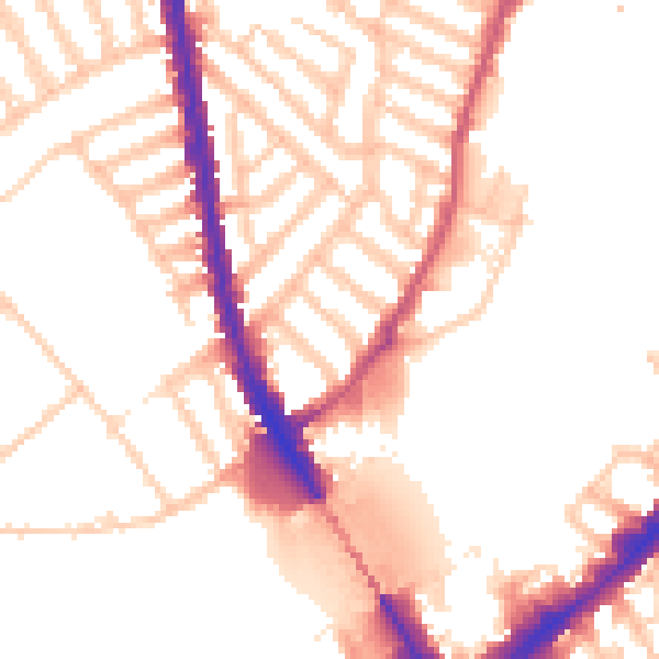 Daytime road noise heatmap for SW6 2RT