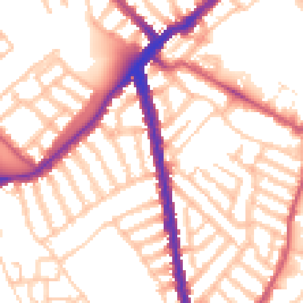 Daytime road noise heatmap for SW6 2TF
