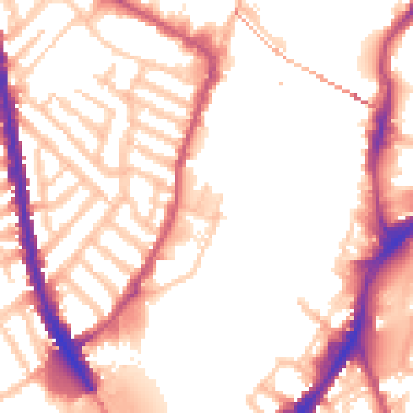 Daytime road noise heatmap for SW6 2UG