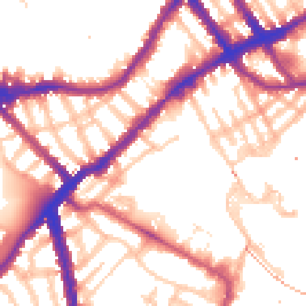 Daytime road noise heatmap for SW6 2YA