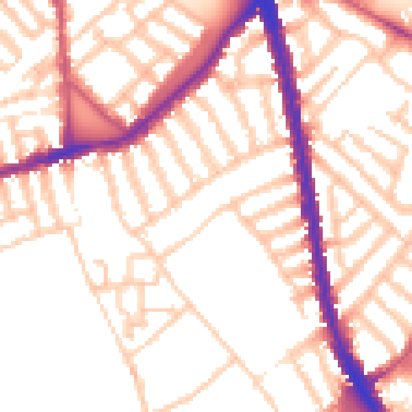 Daytime road noise heatmap for SW6 3AA