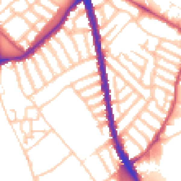 Daytime road noise heatmap for SW6 3AL