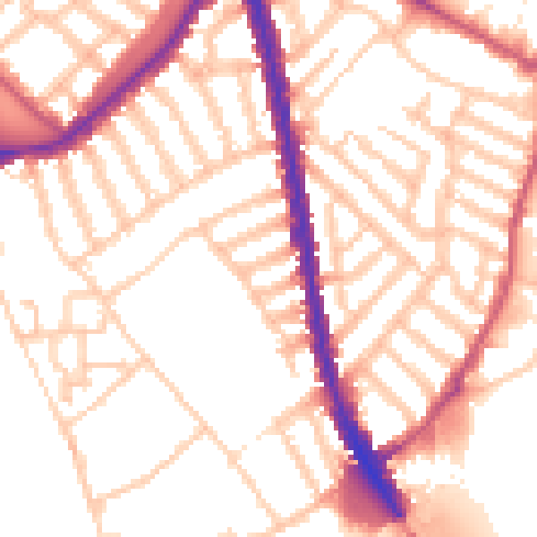 Daytime road noise heatmap for SW6 3AW