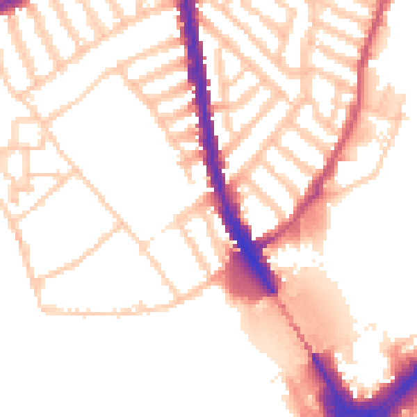 Daytime road noise heatmap for SW6 3EL
