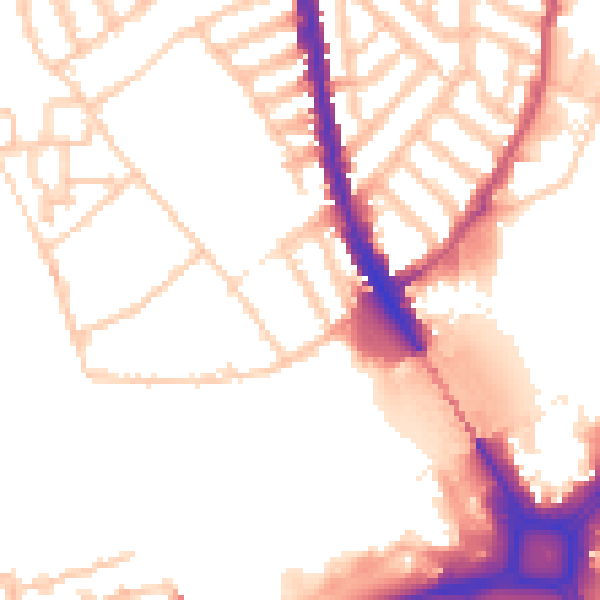 Daytime road noise heatmap for SW6 3ET
