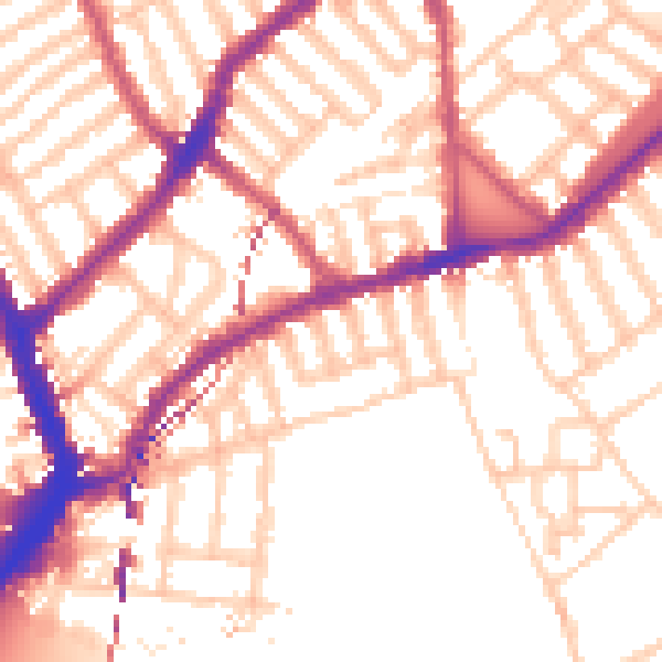 Daytime road noise heatmap for SW6 3QJ