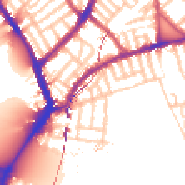 Daytime road noise heatmap for SW6 3QP