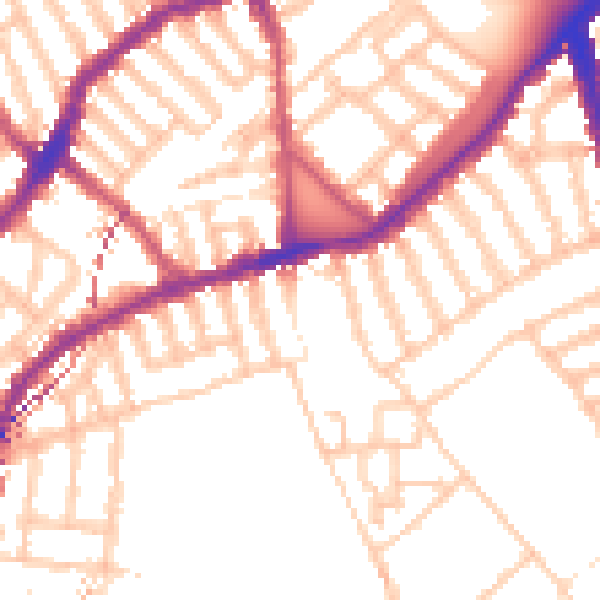 Daytime road noise heatmap for SW6 3QU