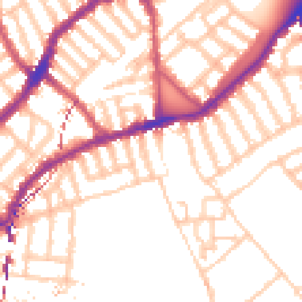 Daytime road noise heatmap for SW6 3RA