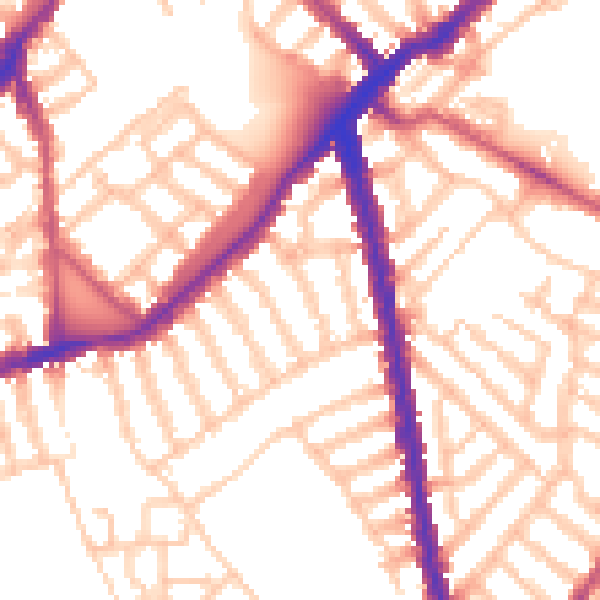 Daytime road noise heatmap for SW6 3SP