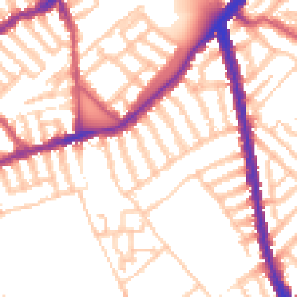 Daytime road noise heatmap for SW6 3TF