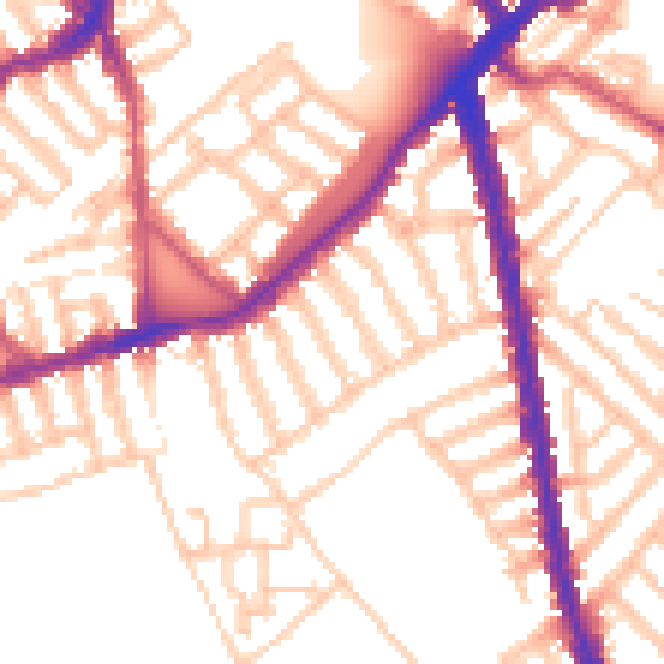 Daytime road noise heatmap for SW6 3TQ
