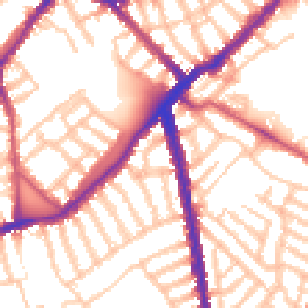 Daytime road noise heatmap for SW6 3TS