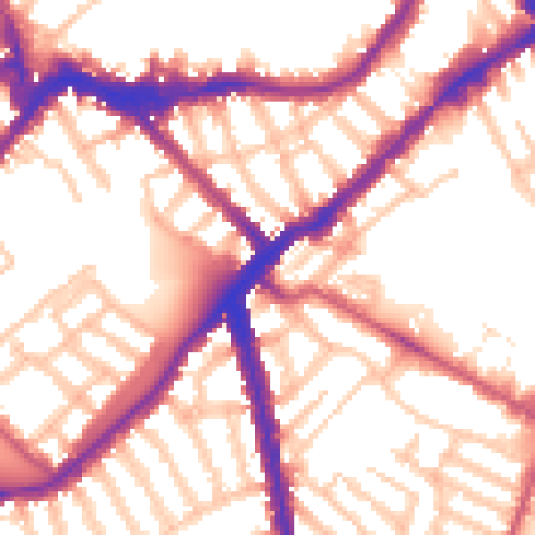 Daytime road noise heatmap for SW6 4AB