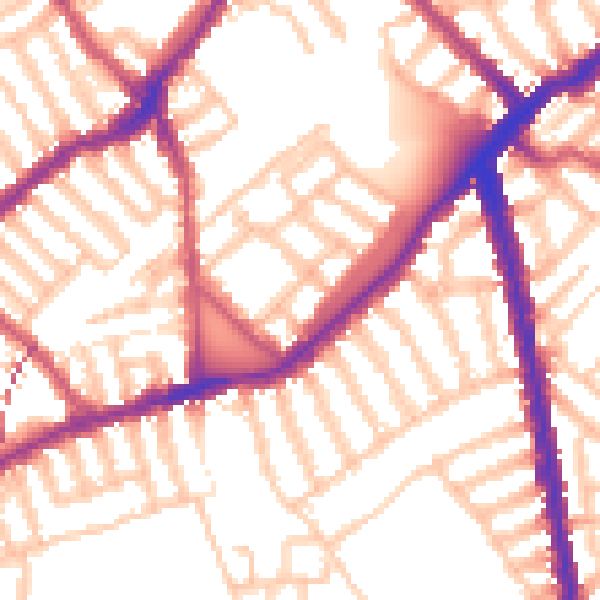 Daytime road noise heatmap for SW6 4AF
