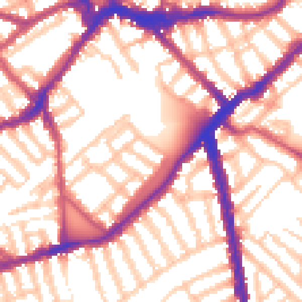 Daytime road noise heatmap for SW6 4AZ