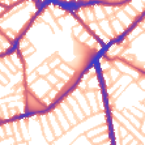 Daytime road noise heatmap for SW6 4BA