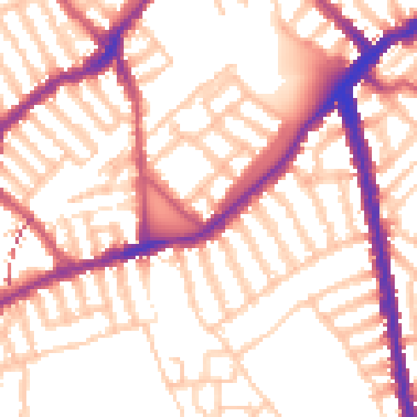 Daytime road noise heatmap for SW6 4BU