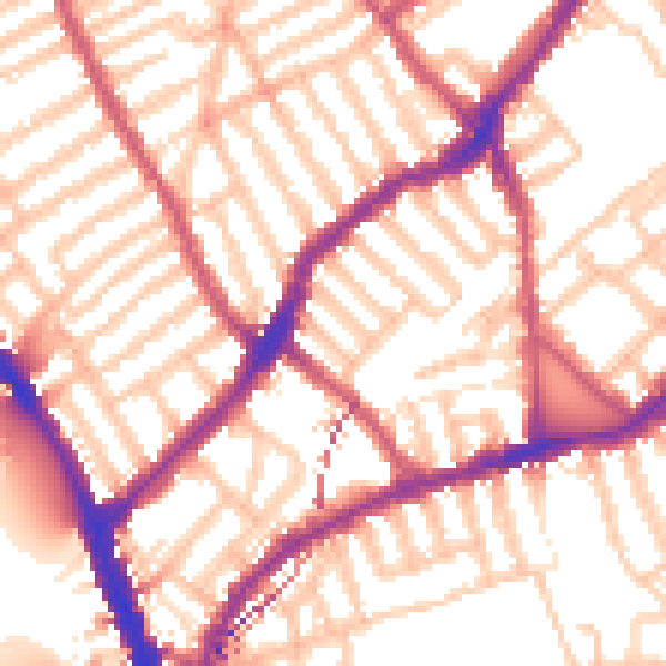 Daytime road noise heatmap for SW6 4DU