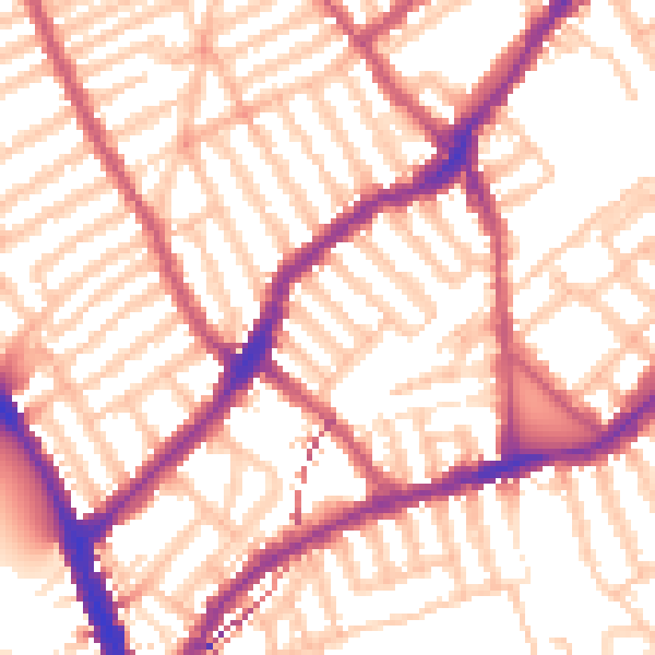Daytime road noise heatmap for SW6 4EG