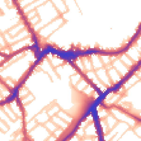 Daytime road noise heatmap for SW6 4PD
