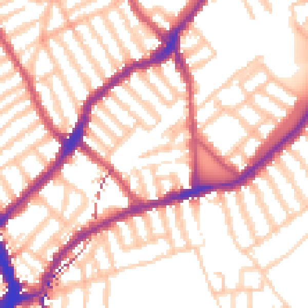 Daytime road noise heatmap for SW6 4TJ