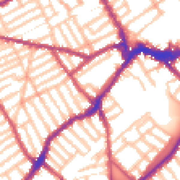 Daytime road noise heatmap for SW6 5BT