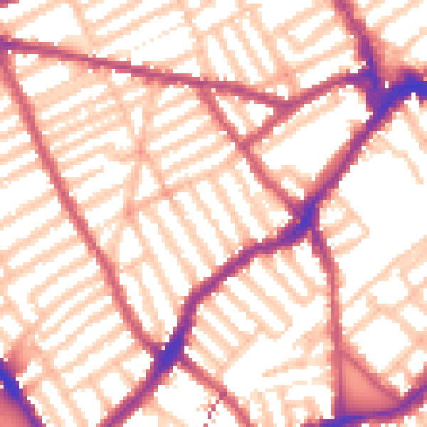 Daytime road noise heatmap for SW6 5DP