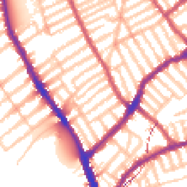 Daytime road noise heatmap for SW6 5EB