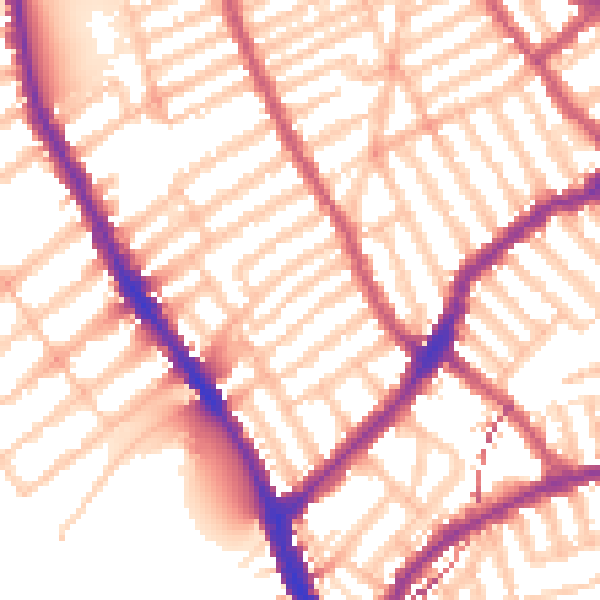Daytime road noise heatmap for SW6 5ED