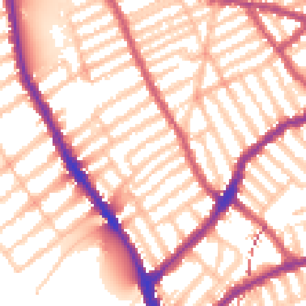 Daytime road noise heatmap for SW6 5EG
