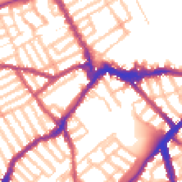 Daytime road noise heatmap for SW6 5PU