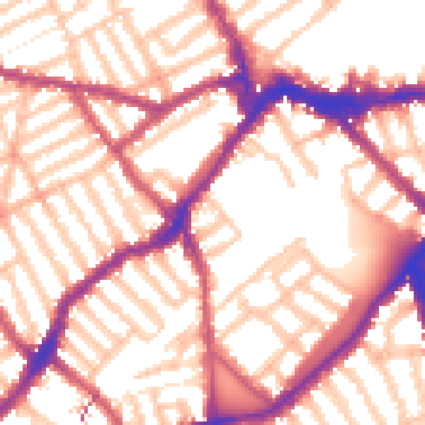 Daytime road noise heatmap for SW6 5TJ