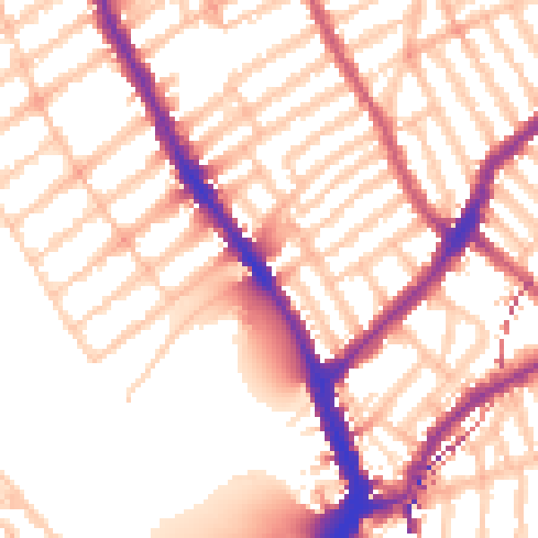 Daytime road noise heatmap for SW6 6SY