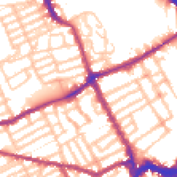 Daytime road noise heatmap for SW6 7AY