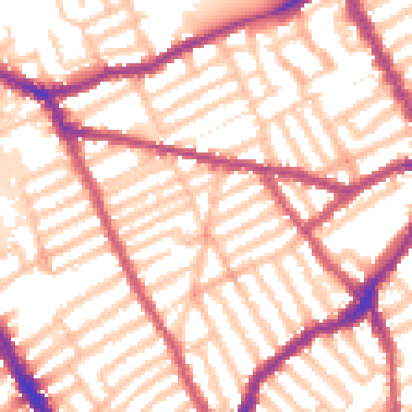 Daytime road noise heatmap for SW6 7BW
