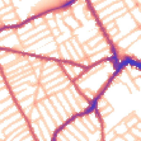 Daytime road noise heatmap for SW6 7DZ