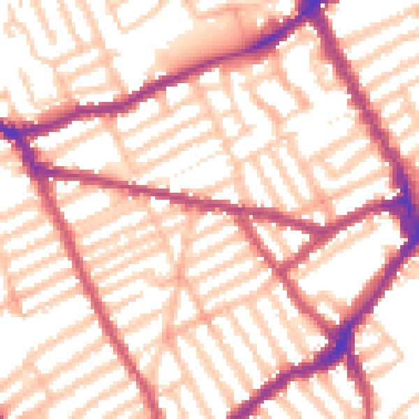 Daytime road noise heatmap for SW6 7EE