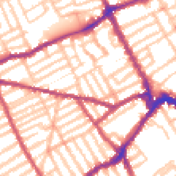 Daytime road noise heatmap for SW6 7EQ