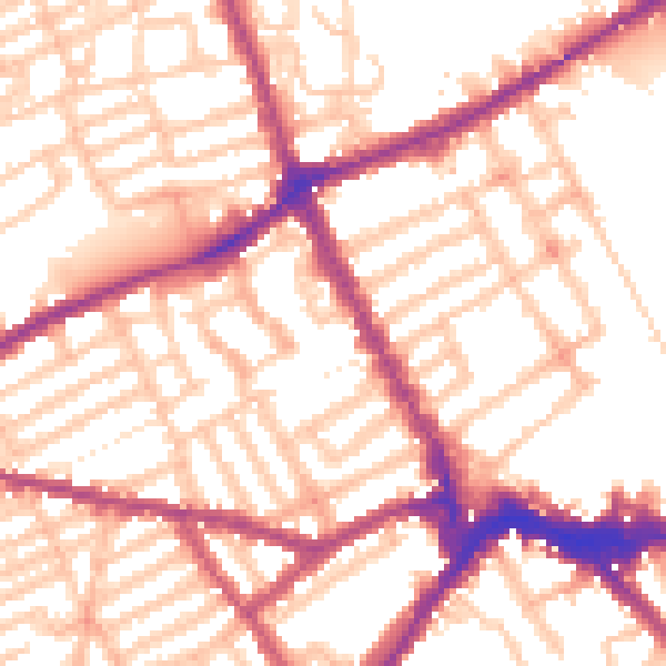 Daytime road noise heatmap for SW6 7EY