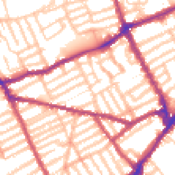 Daytime road noise heatmap for SW6 7HQ