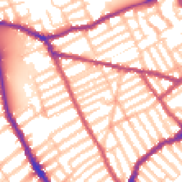 Daytime road noise heatmap for SW6 7JZ