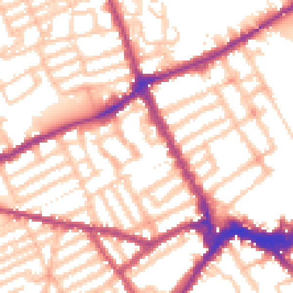 Daytime road noise heatmap for SW6 7SD